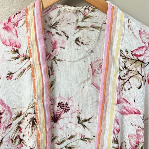 Mystree Floral Kimono Open Front Lightweight Boho Garden Girl Rayon Cardigan - Picture 4 of 12